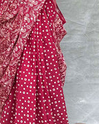 Moonlight Maroon Block printed Cotton Saree - Soil